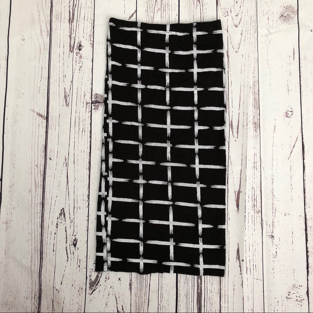 Black Midi Skirt w/ White Stripes
